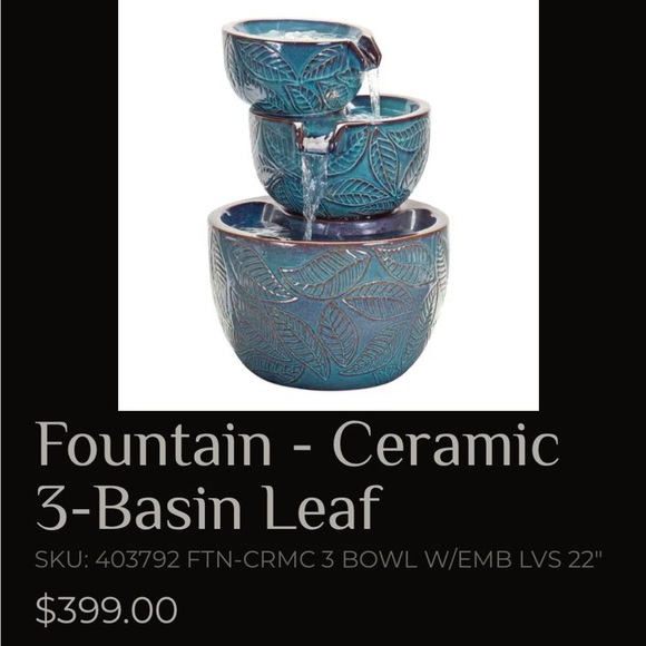 Ceramic Leaf Fountain - Blue